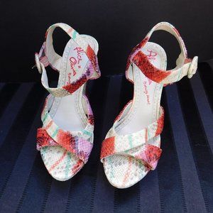 ALICE & OLIVIA JULIET SNAKESKIN WEDGE HEELS 38.5